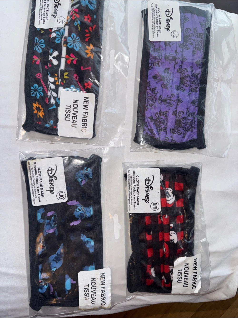 Disney Face Masks 4 total NWT
